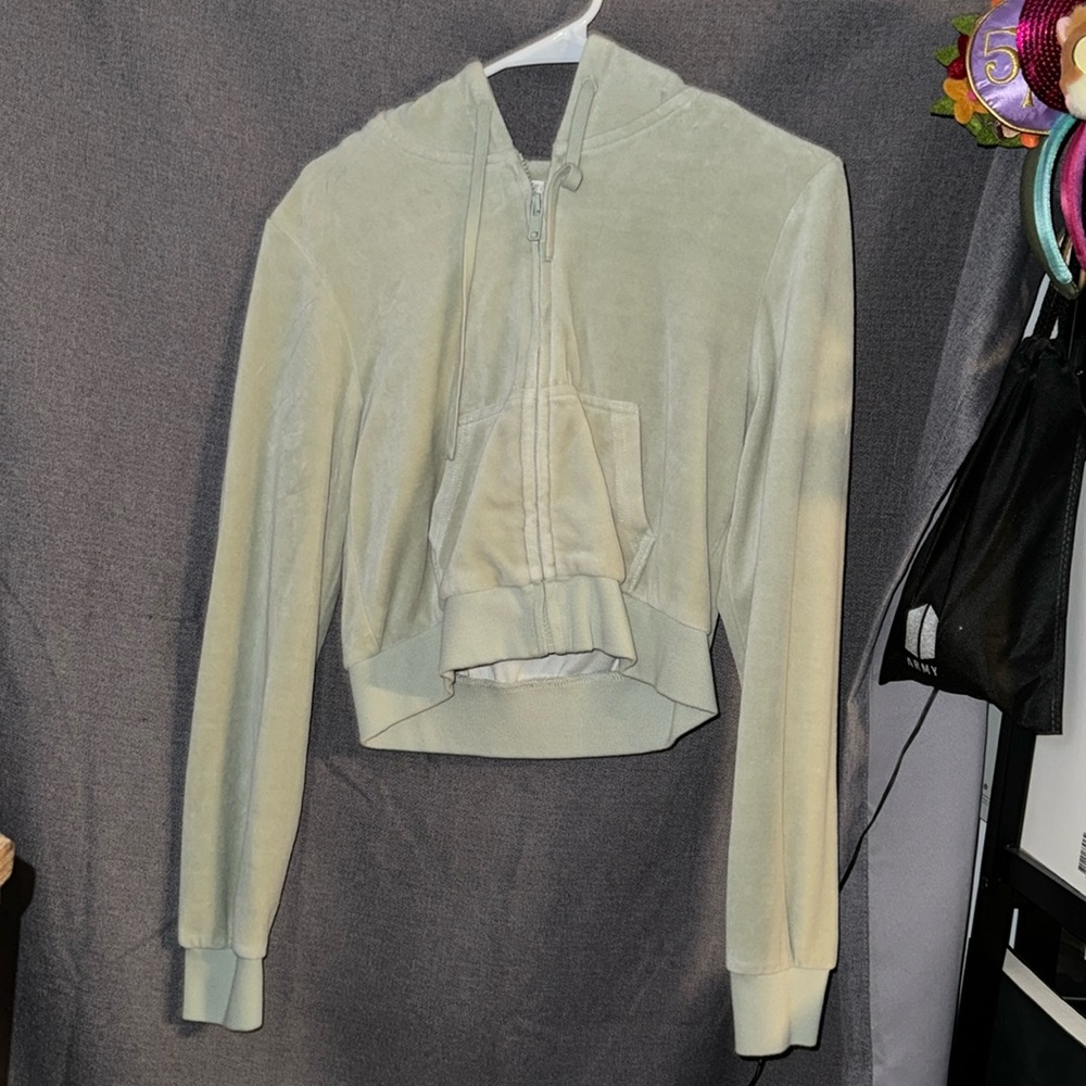 John Galt Velvet Green Zip Up Hoodie
